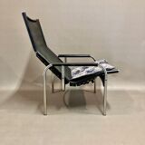 Relax armchair reclining black leather design 1960