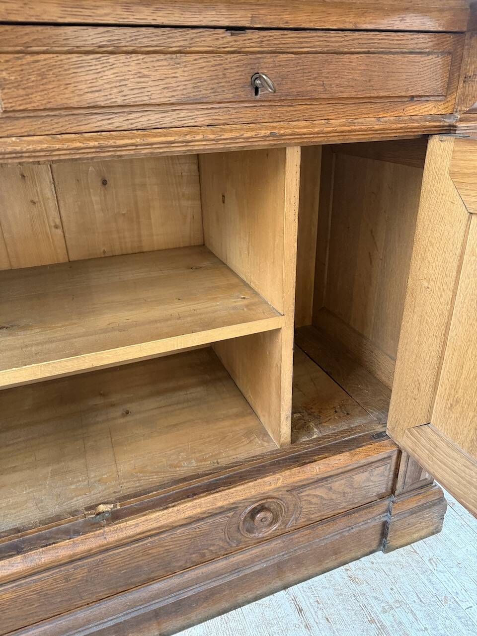 Antique XL Napoleonic oak glass bookcase, 19th century