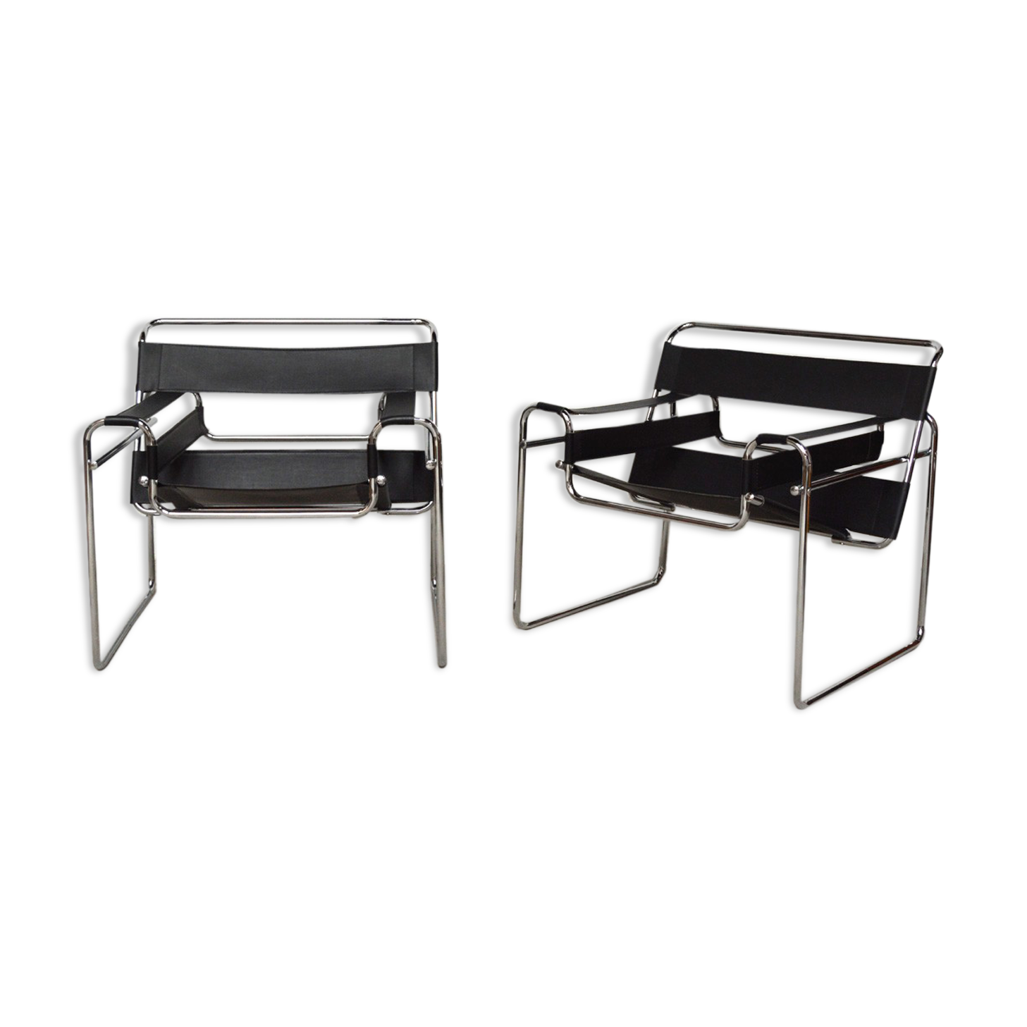 Paire de fauteuils Wassily noir par Marcel Breuer édition Habitat