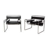 Pair of black Wassily armchairs by Marcel Breuer, Habitat edition
