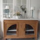 Buffet, art deco serving in oak, pearl gray patinated pine top