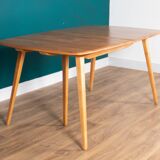 Retro Blonde Elm Model 444 Grand Plank Dining Table & 8 Goldsmith Dining Chairs