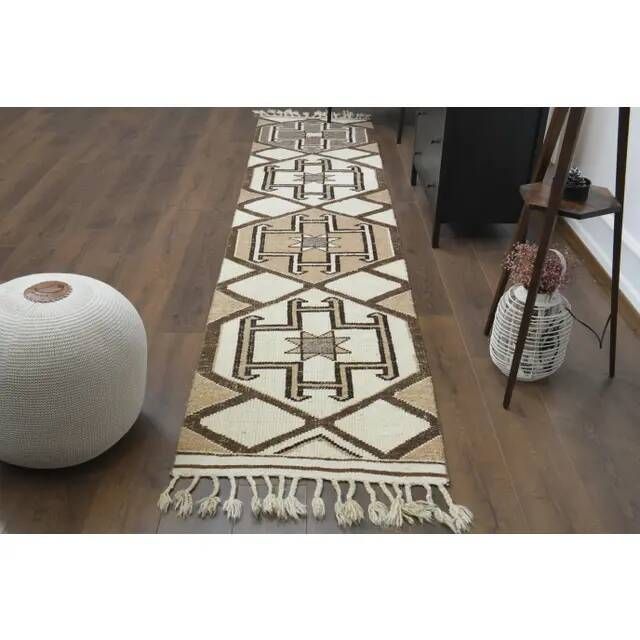 Tapis de couloir vintage turc en laine et coton noué à la main, années 1970