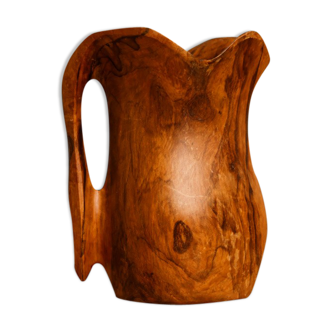 Brutalist pitcher, solid wood, 1950s