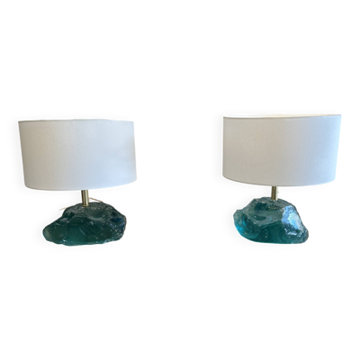 Paire de lampes Murano cailloux