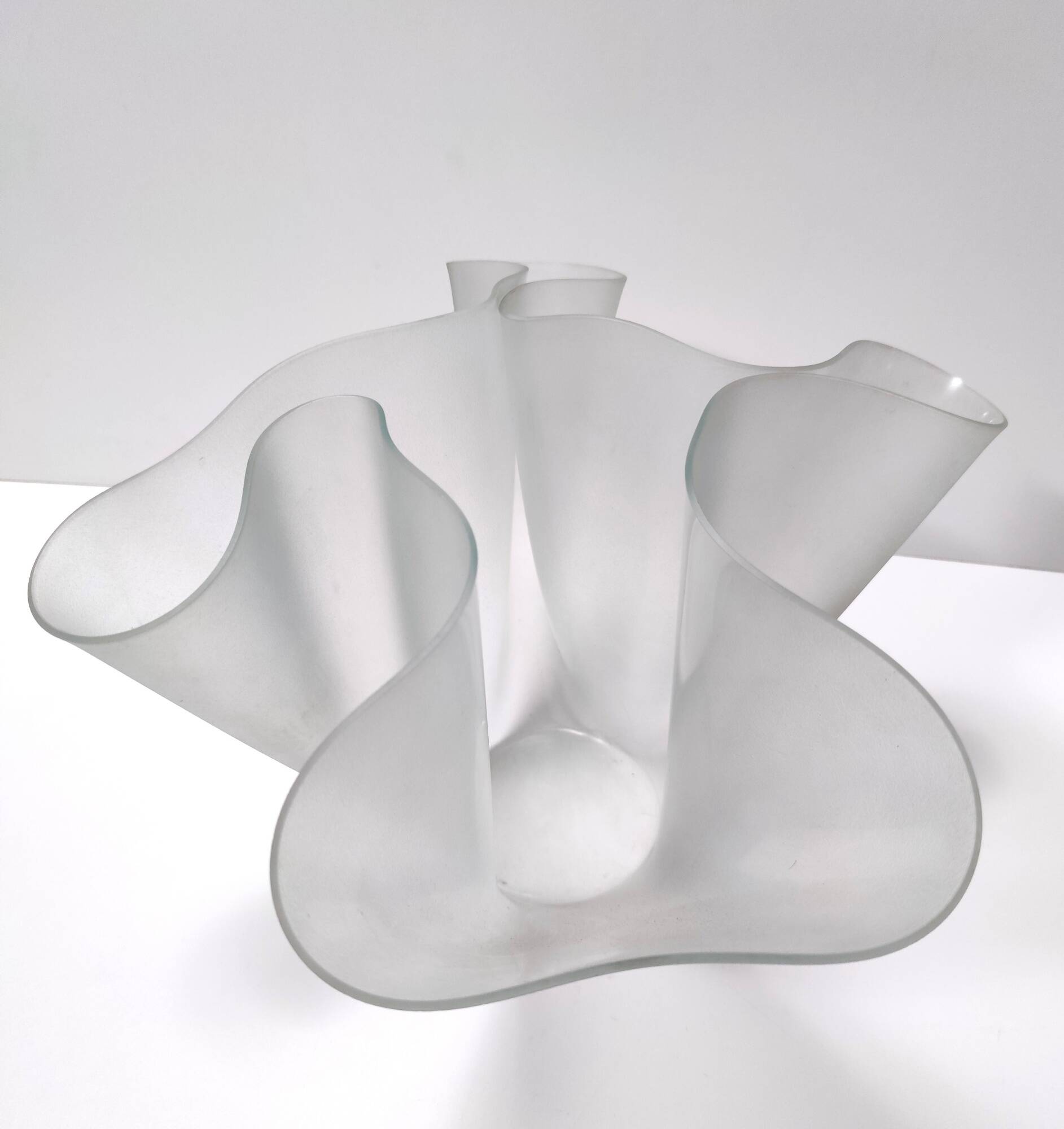 Transparent Etched Glass Vase "Cartoccio" by Pietro Chiesa for Fontana Arte