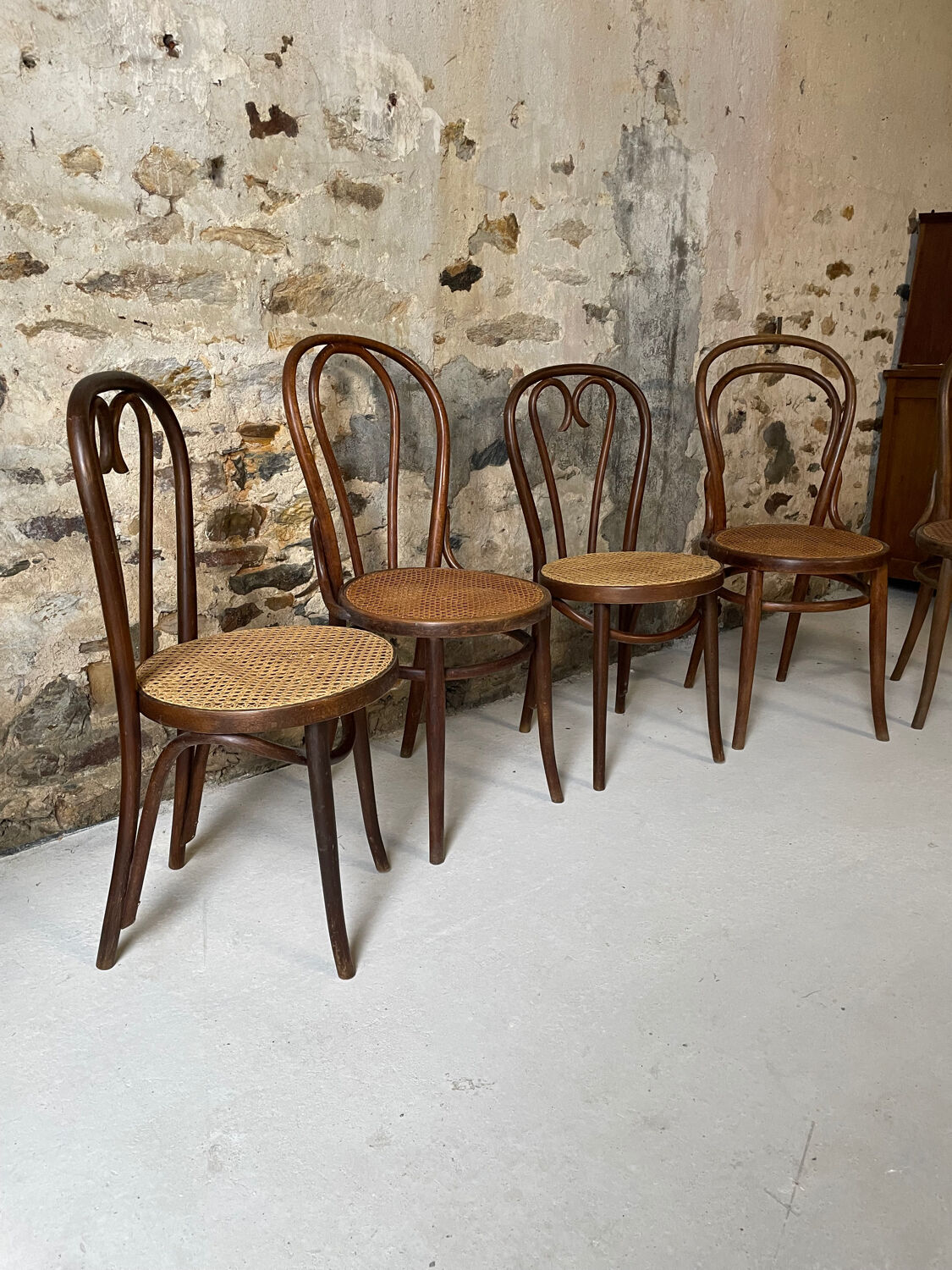 Lot de 5 chaises bistrot bois courbé cannage