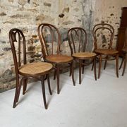Lot de 5 chaises bistrot bois courbé cannage