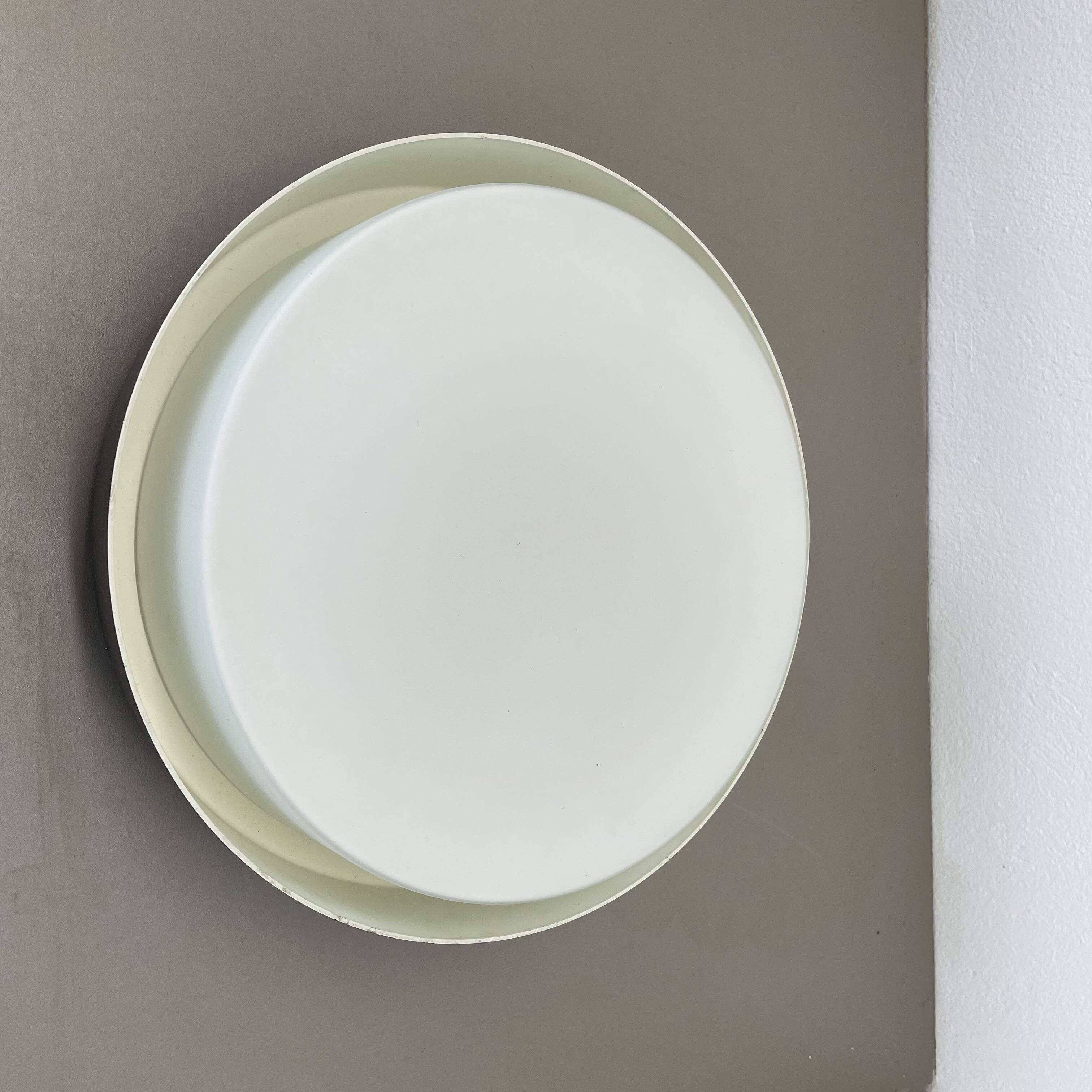 Minimalist  metal and glass flushmount wall light by bega lights, germany, 1980s