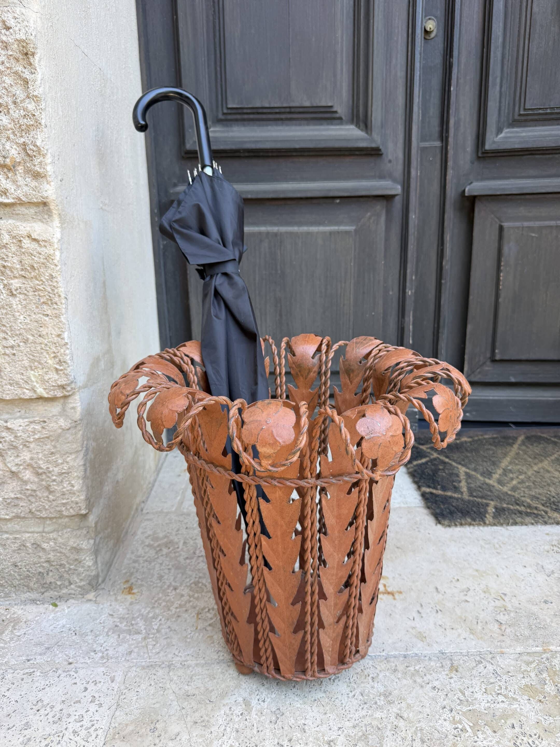 Umbrella stand or metal plant pot inspired by Art Nouveau, 20th century