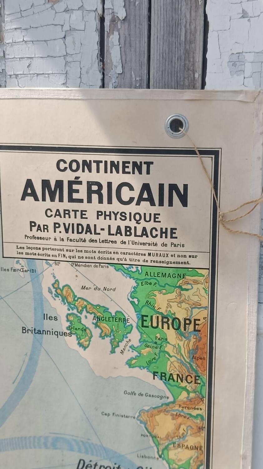 Map of the American continent Vidal-Lablache (1950s)