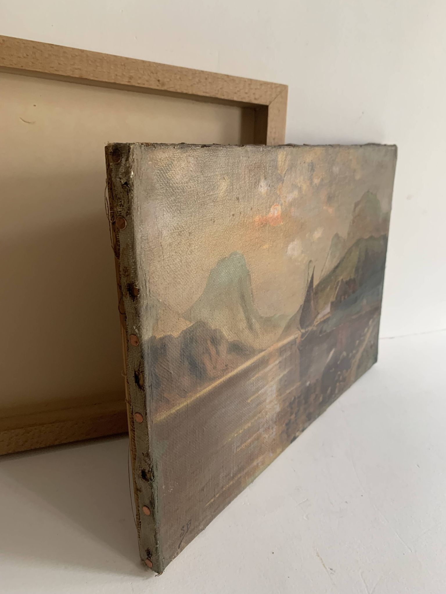 19th century French school, signed oil painting, framed seascape