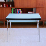 Blue formica table extensions and 2 drawers