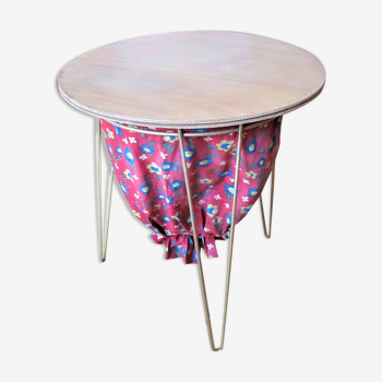 Table tripod vintage floral fabric