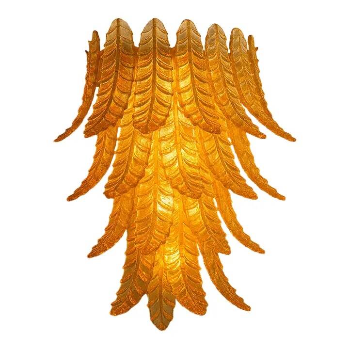 Italian Contemporary Amber "Felci" Murano Glass Wall Light