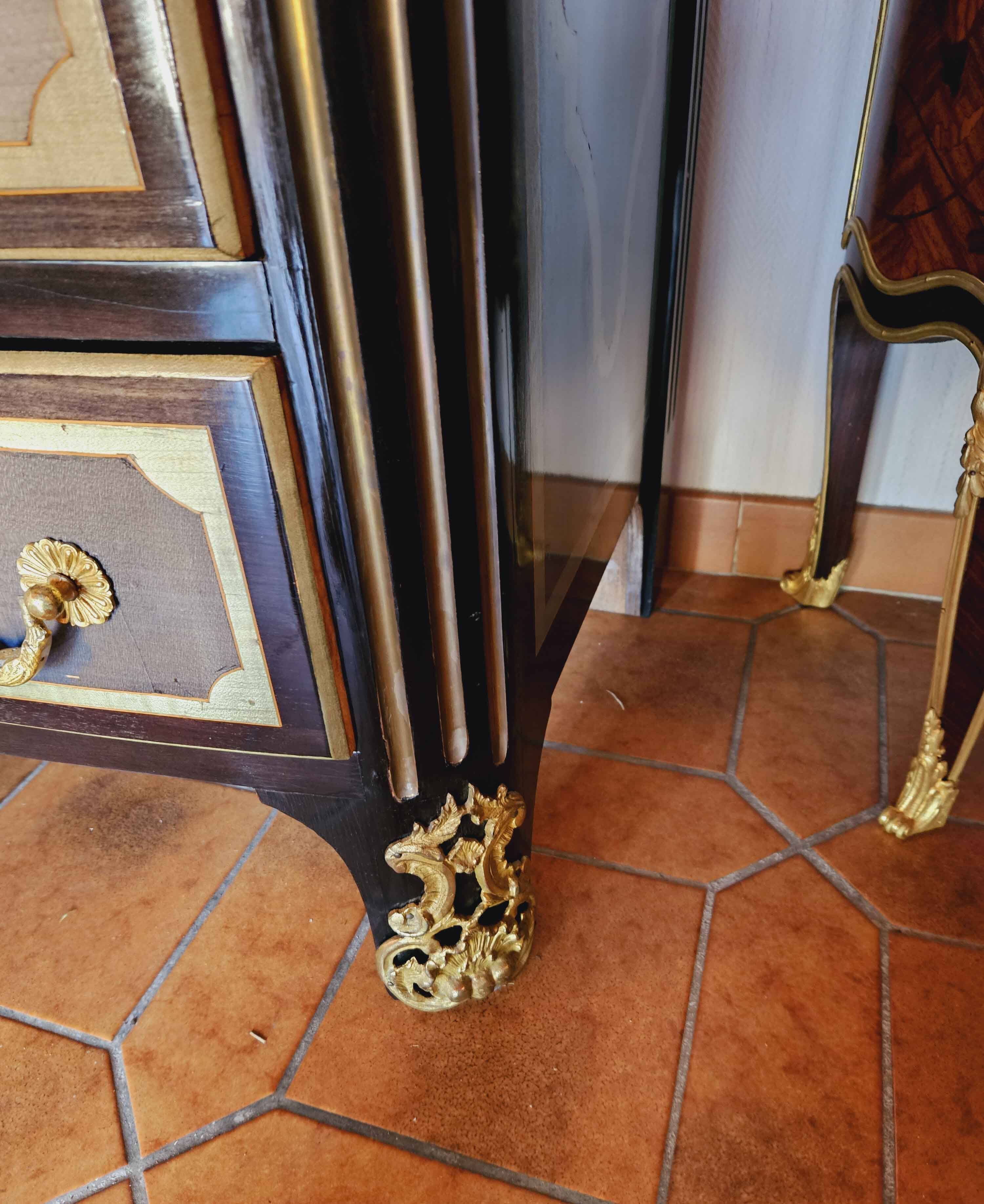 Small St Louis XIV curved chest of drawers Maison Jansen