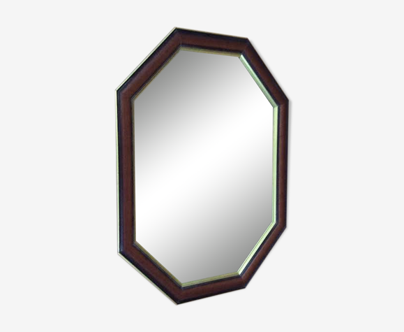 Miroir octogonal en bois 50x40cm