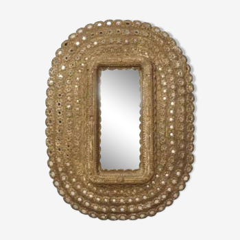 Oval carved wooden mirror 150x101cm