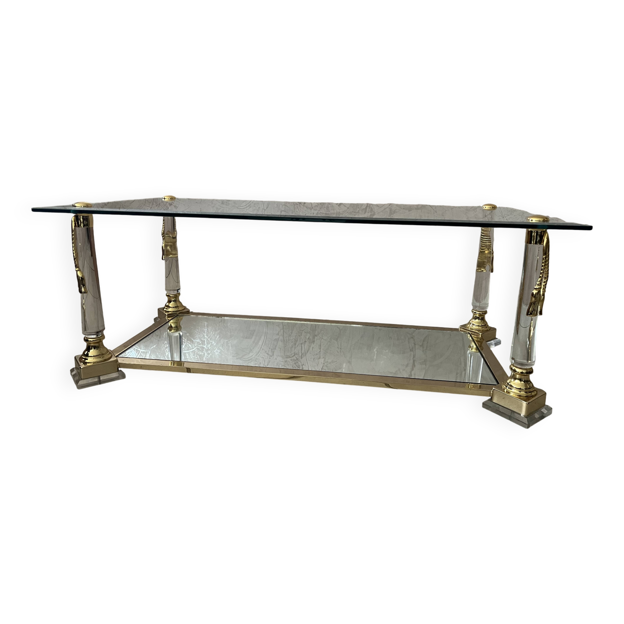 Hollywood Regency Glass Coffee Table