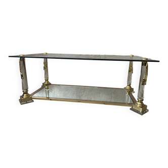 Hollywood Regency Glass Coffee Table
