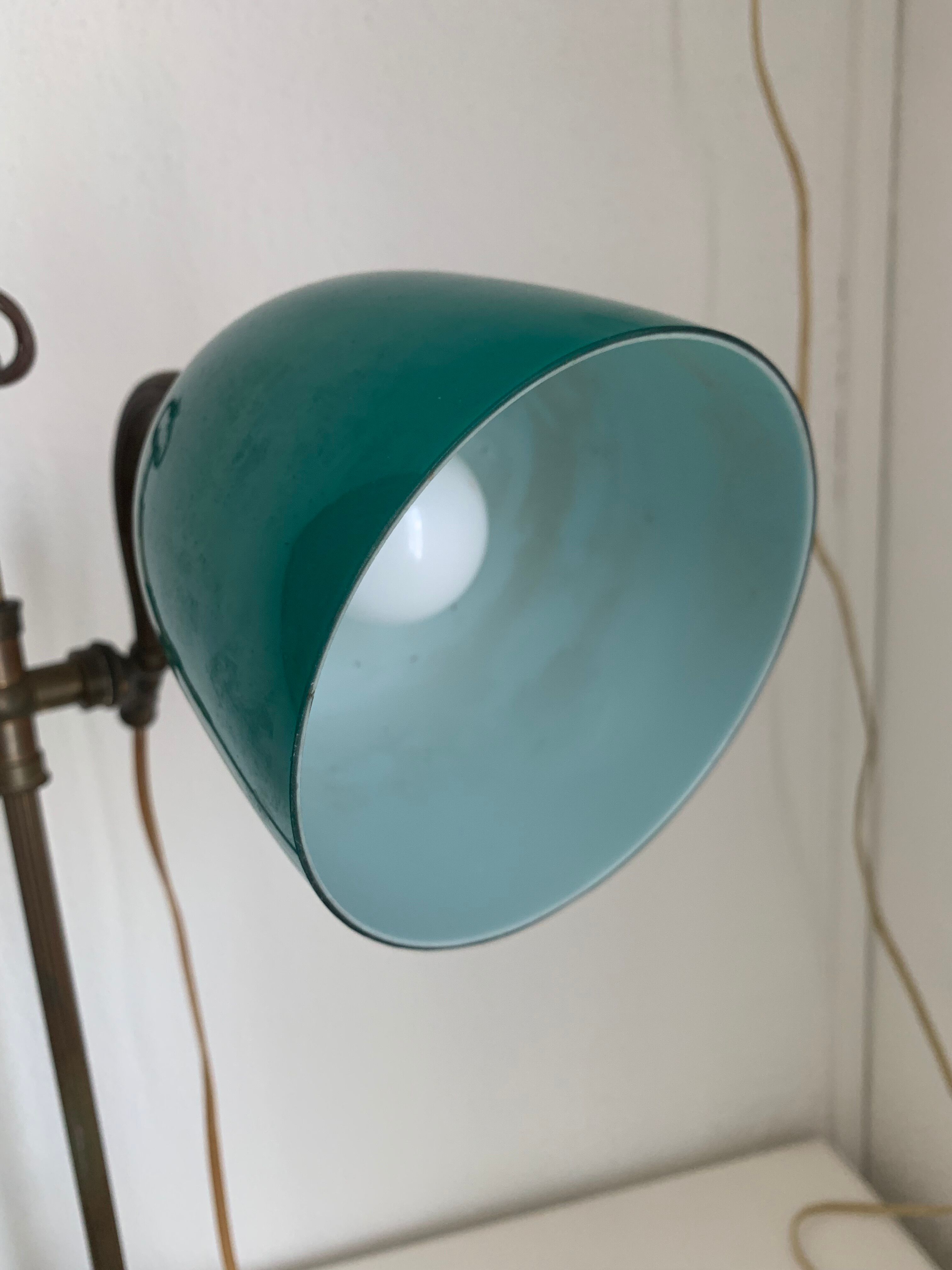 Vintage lamp 1900 celadon jeweler workshop brass - 56 cm