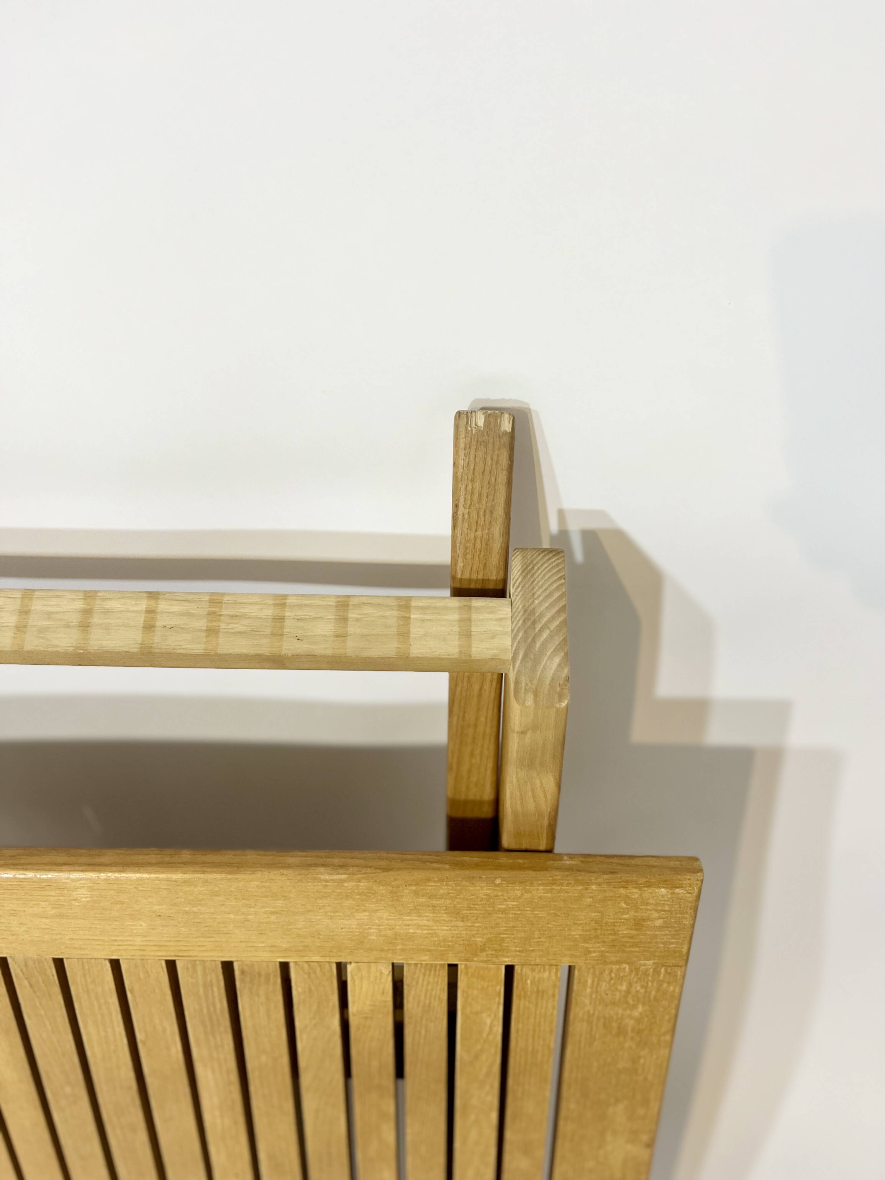 Vintage design solid wood folding scissor table from the 1970s