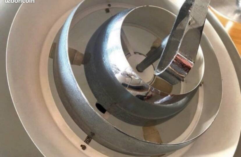 Large Suspension luminaire Space age brushed aluminum chrome design furniture lighting 70