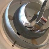 Large Suspension luminaire Space age brushed aluminum chrome design furniture lighting 70