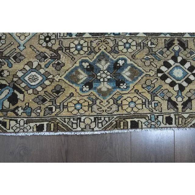 1970s Vintage Persian Handmade Wool Cotton Light Brown Area Rug 295x380