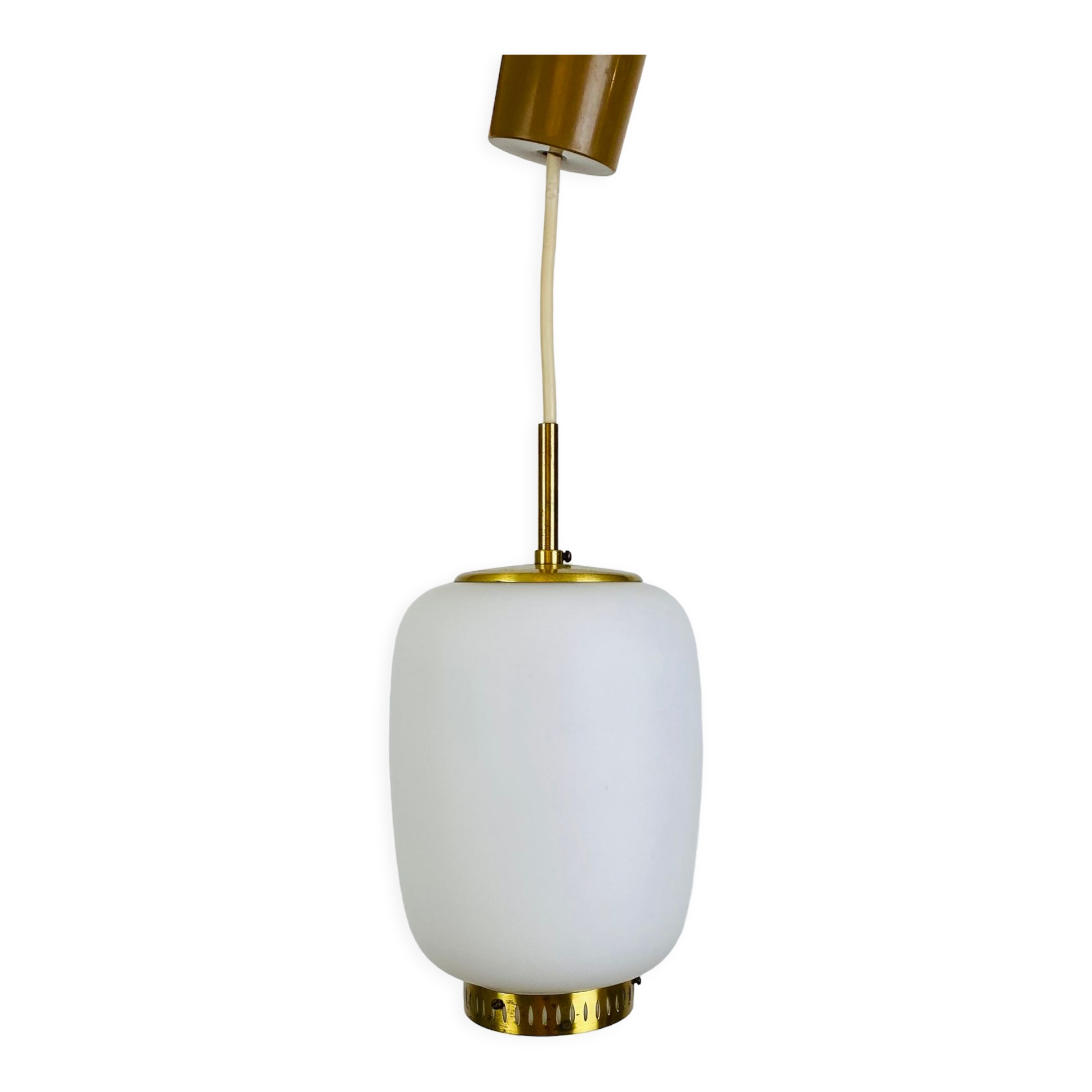 Scandinavian suspension Kina by Bent Karlby for Lyfa 1960 opaline brass