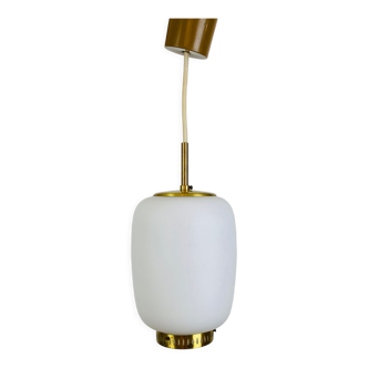 Scandinavian suspension Kina by Bent Karlby for Lyfa 1960 opaline brass