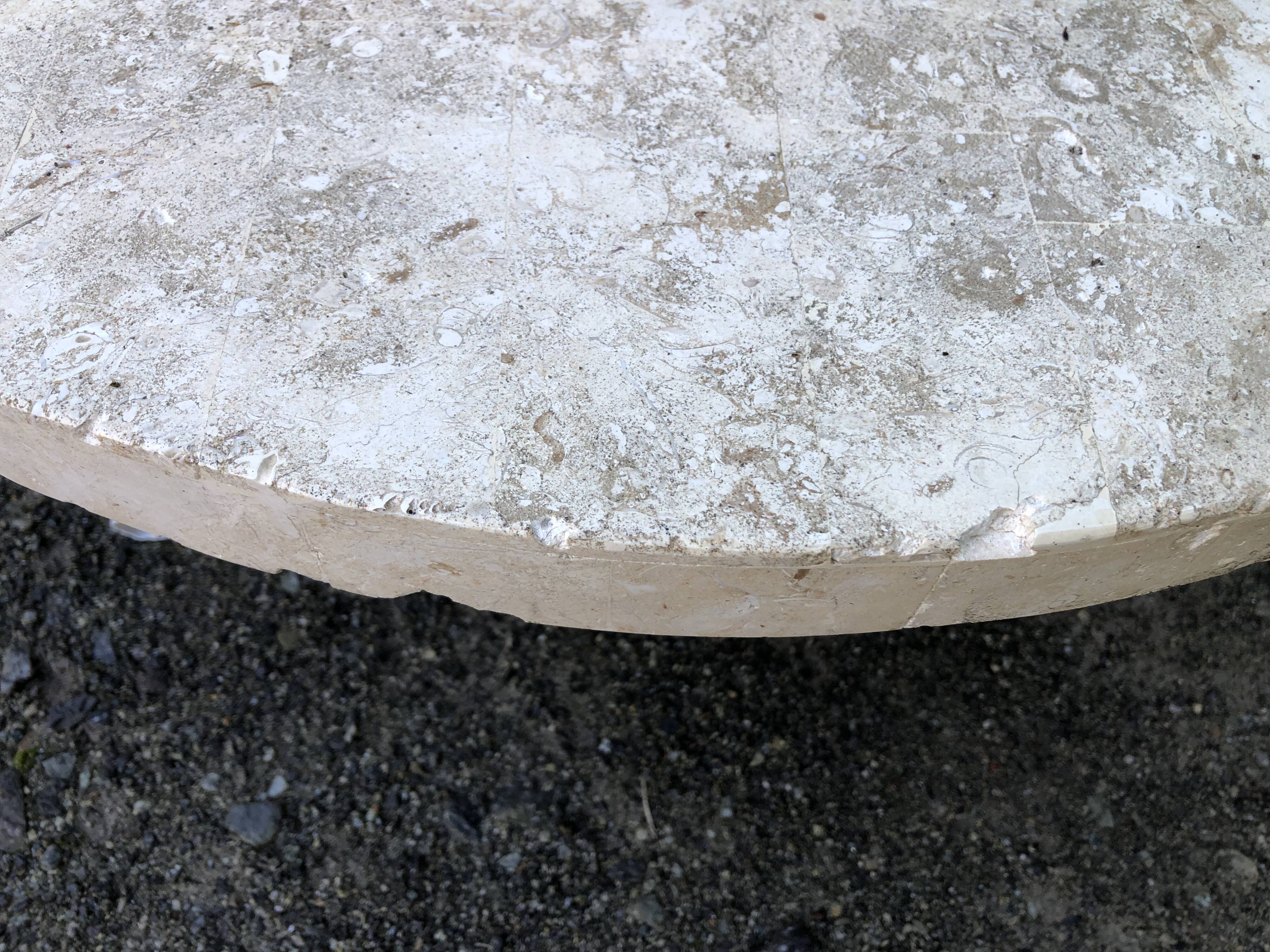 Vintage asymmetrical design coffee table in Mactan travertine stones by Magnussen ponte.