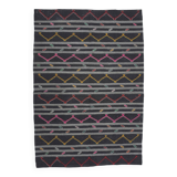 8x11 Gray & Black Striped Pattern Turkish Kilim Rug, 235x337Cm