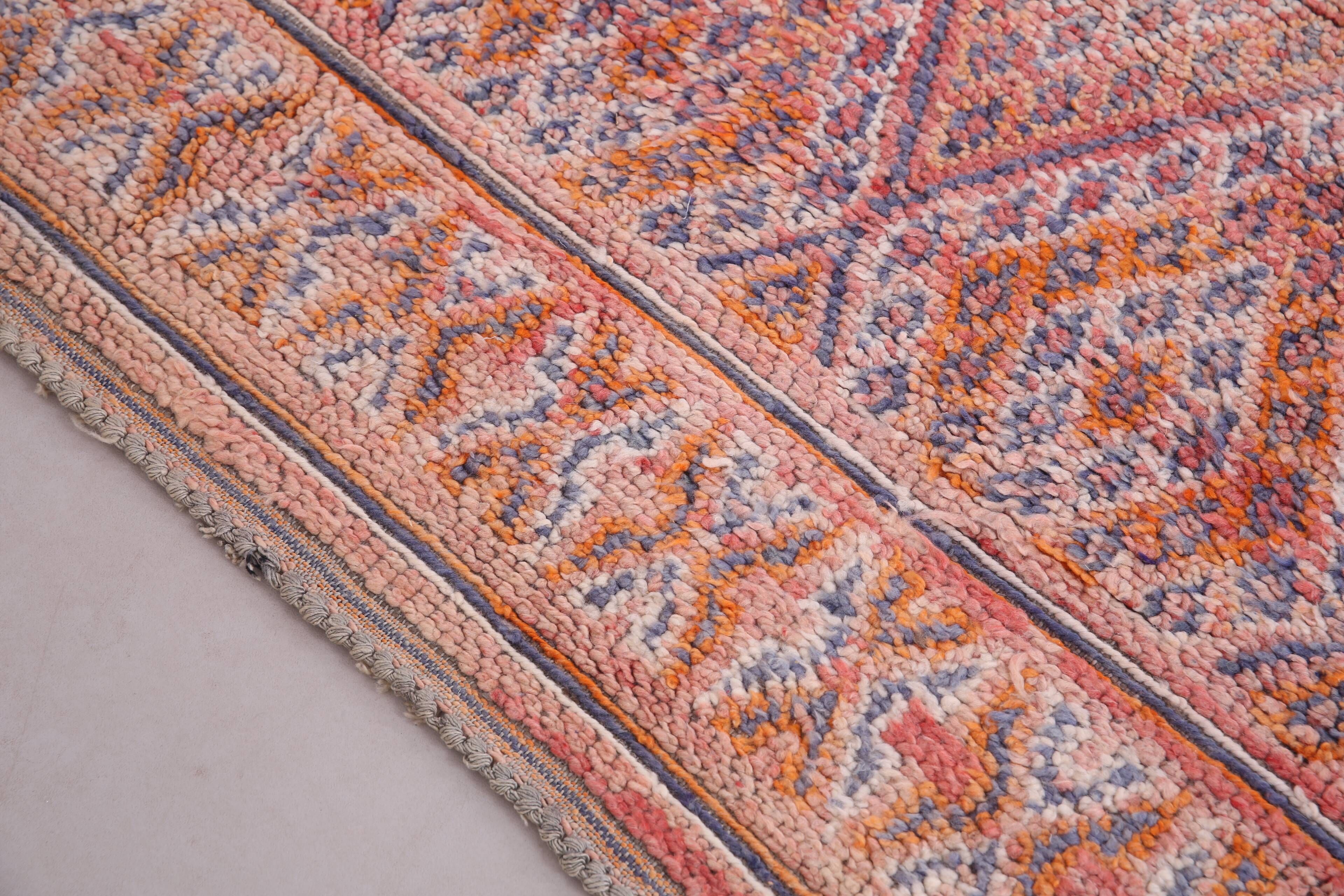 Tapis marocain vintage rose 205 x 303 cm, tapis en laine berbère, tapis berbère boho