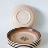 Set of 5 Gien stoneware soup plates with flowers 1970