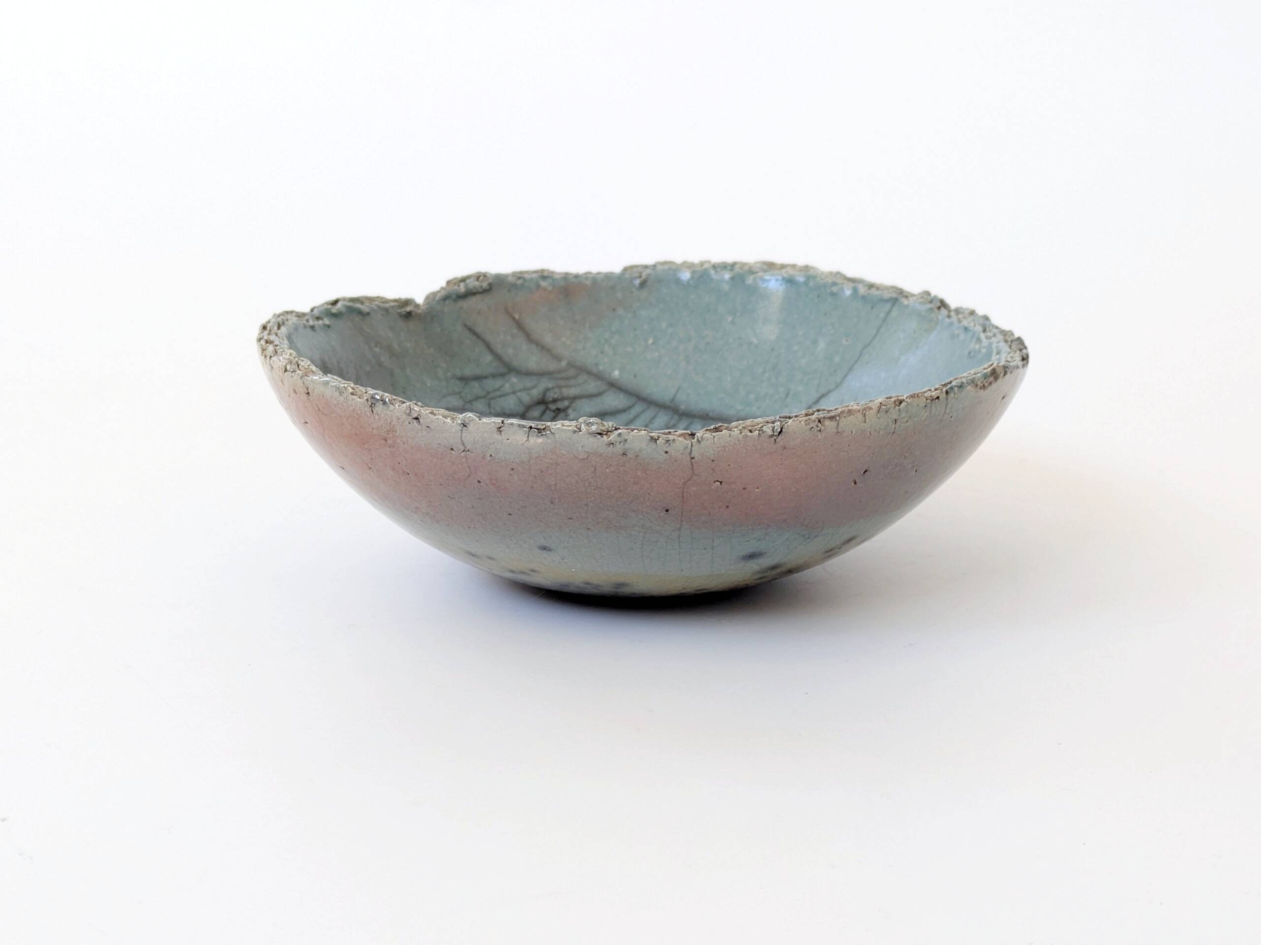 Vintage Raku ceramic bowl, handmade, signed, Japanese craftsmanship.