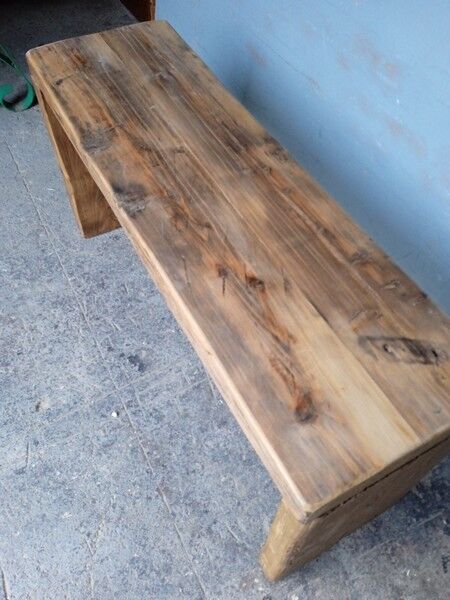 Old patinated solid wood bench 100cm