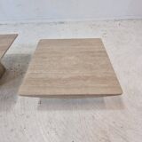Set of 3 Italian Travertine Coffee or Side Tables, 1980s