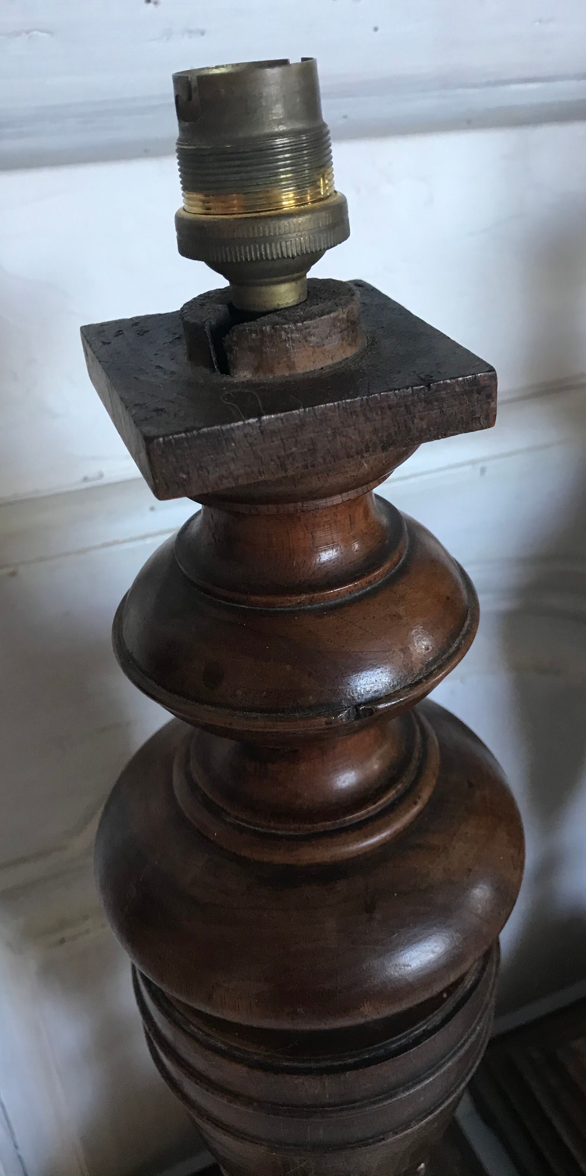 Pair of art deco wooden lamps