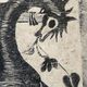 Black lithograph demon on horse carrying a young woman (eve) signed 3ki, surrealism glass frame