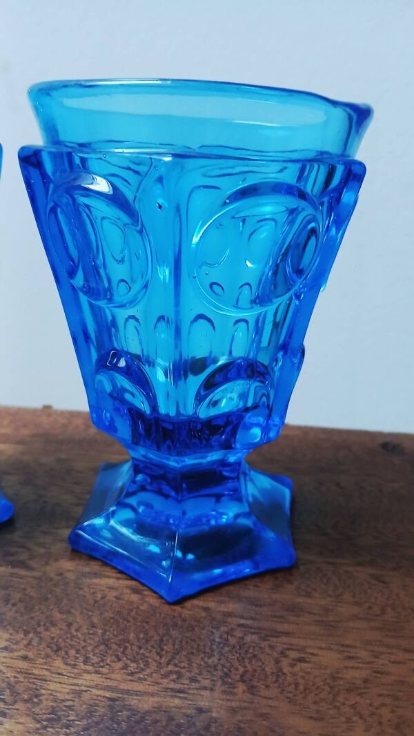 2 verres anciens bleu Charles X