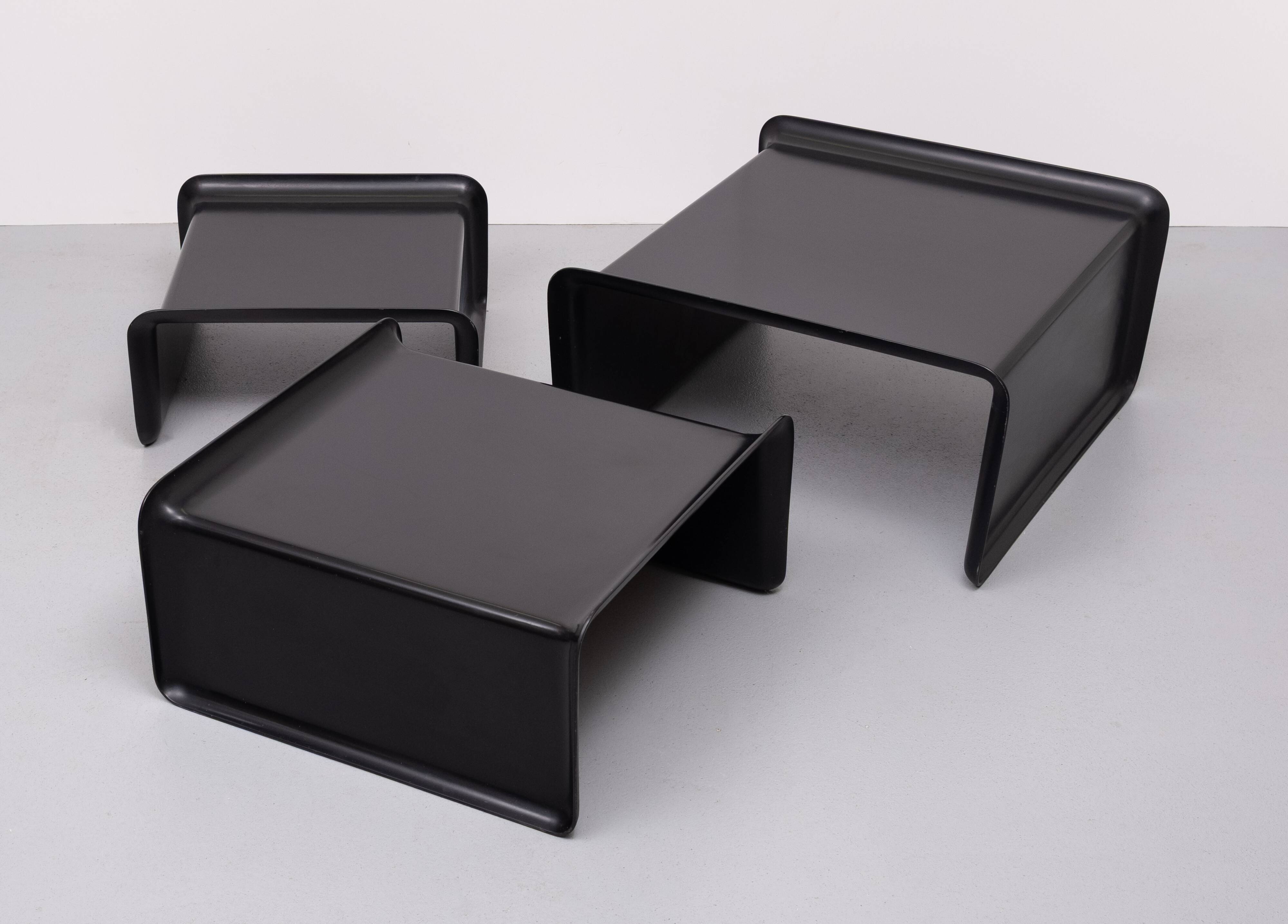 Rosenthal Large Black Fiberglass nesting tables 1970s Germany