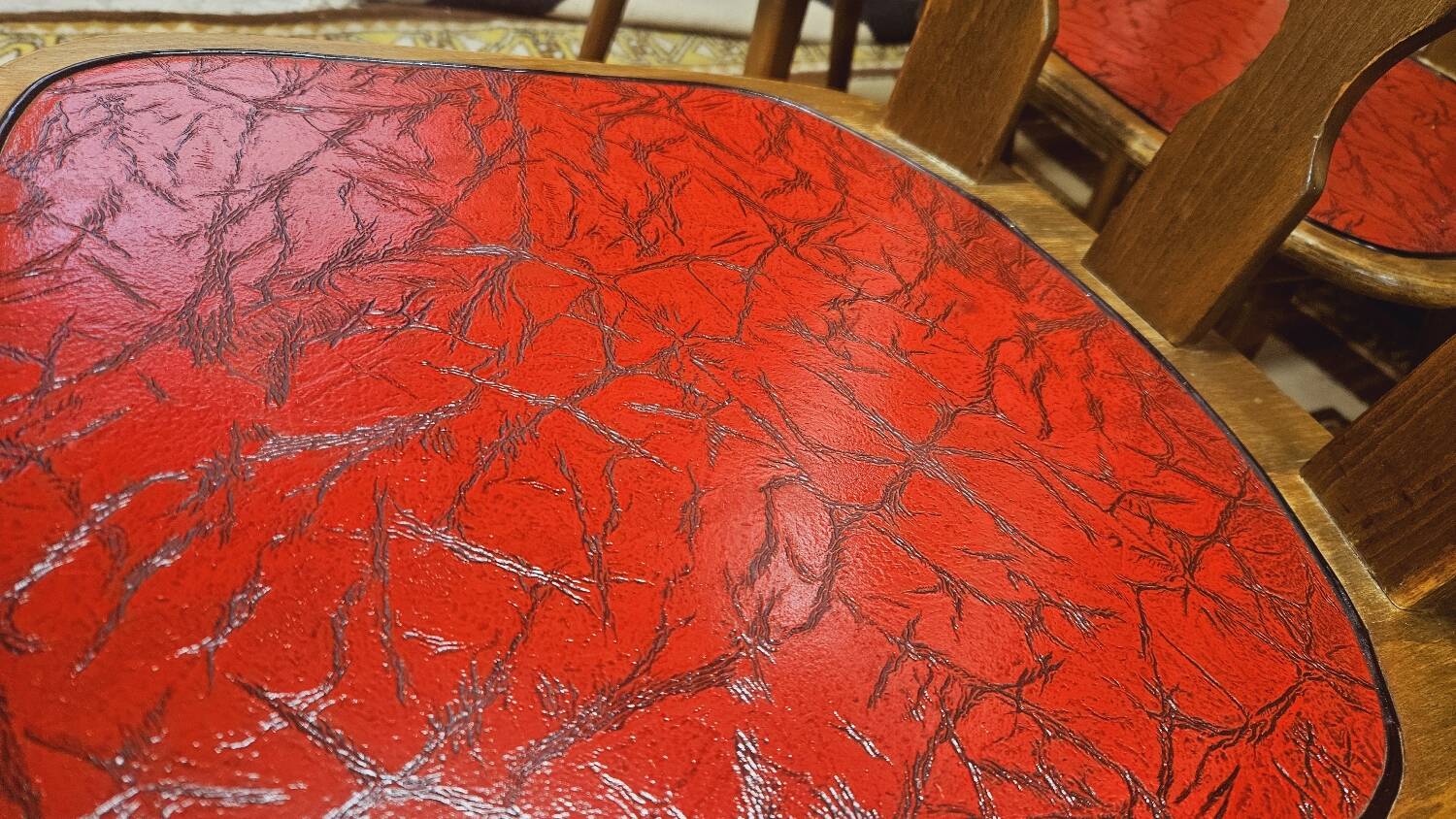 Set of 12 vintage 1960s red leatherette bistro chairs