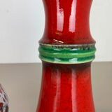 Set of 2 Multi-Color Fat Lava Op Art Pottery Vase Made by JASBA Ceramics Germany