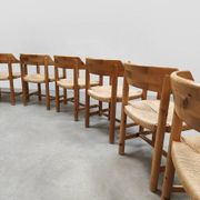Vintage pine papercord dining chairs Rainer Daumiller