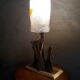 Murano glass lamp Italy 1970 foot root exotic wood