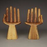 Chaises vintage en bois massif. Années 1970. Lot de 2.