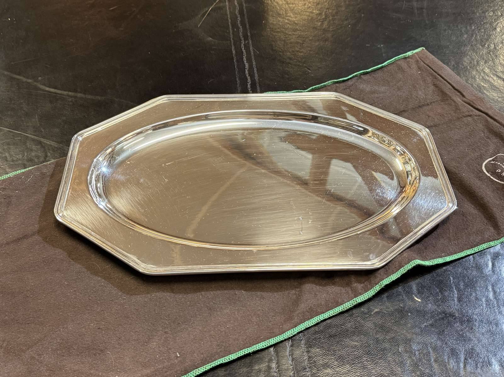 Silver-plated metal tray Christofle model Villars