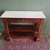 Solid wood console with white marble top in neoclassical style
