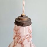 Art Deco pendant light in pink marbled opaline (4 available)